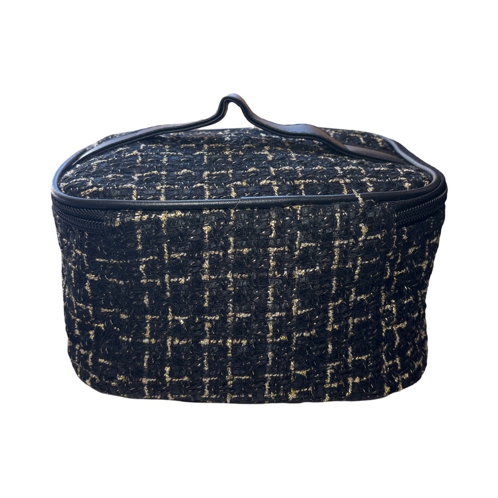 Black and Gold Tweed Cosmetic Bag (3 for $12 item) - Picture 3 of 5